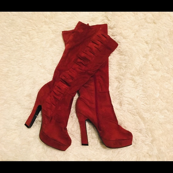 Rust Knee-High Boots - Picture 1 of 3